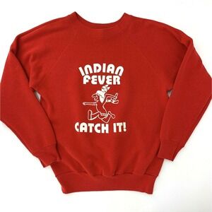 Vintage Raglan Rare CLEVELAND INDIANS WaHoo‎ Sweatshirt M Indian Fever Catch It!